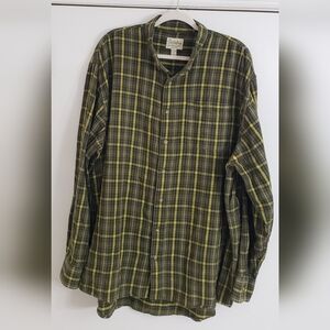 Cabela's Green Plaid Shirt 3X Tall Fishing Rodeo Ranch 100% Cotton